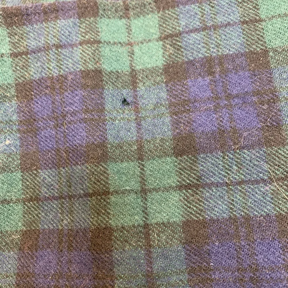 Vintage Pendleton Unisex Black Watch Tartan Virgin Wool Scarf 60x10.5 FLAW